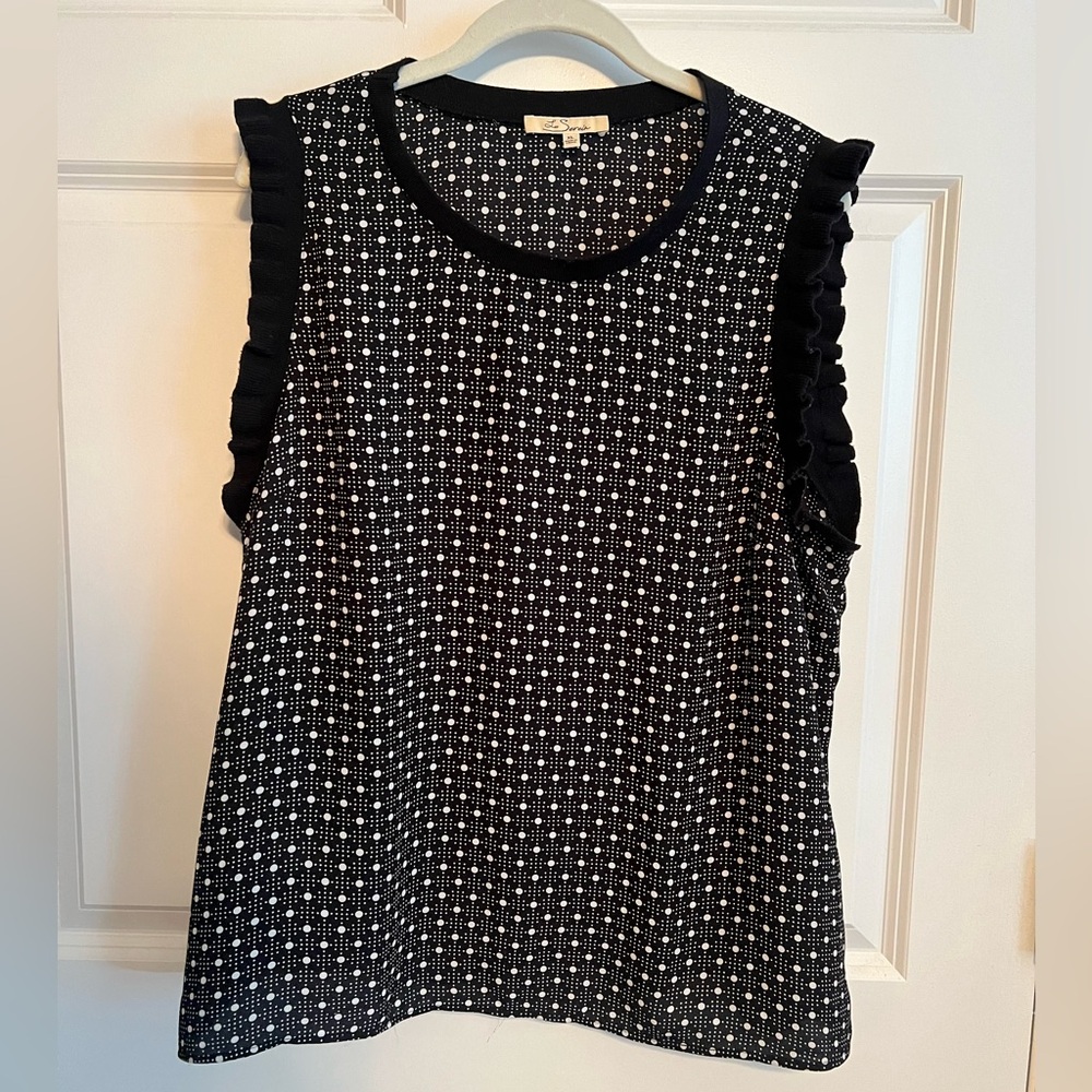 Les Serein Women's Tank Top Black Polka Dot Size XL